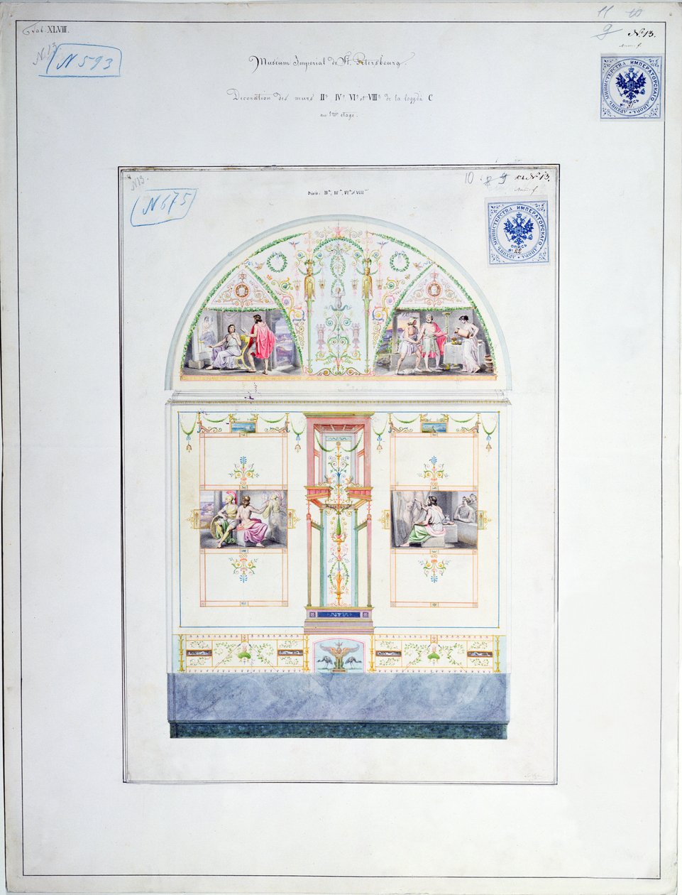 Mural design for the Hermitage, St. Petersburg, c.1840 by Leo von Klenze