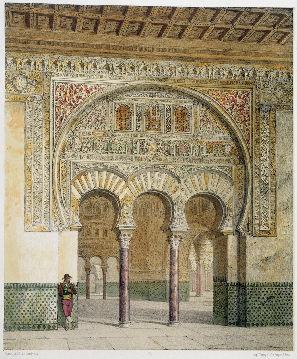 The Gallery of the Court of Lions at the Alhambra, Granada, 1853 by Leon Auguste Asselineau