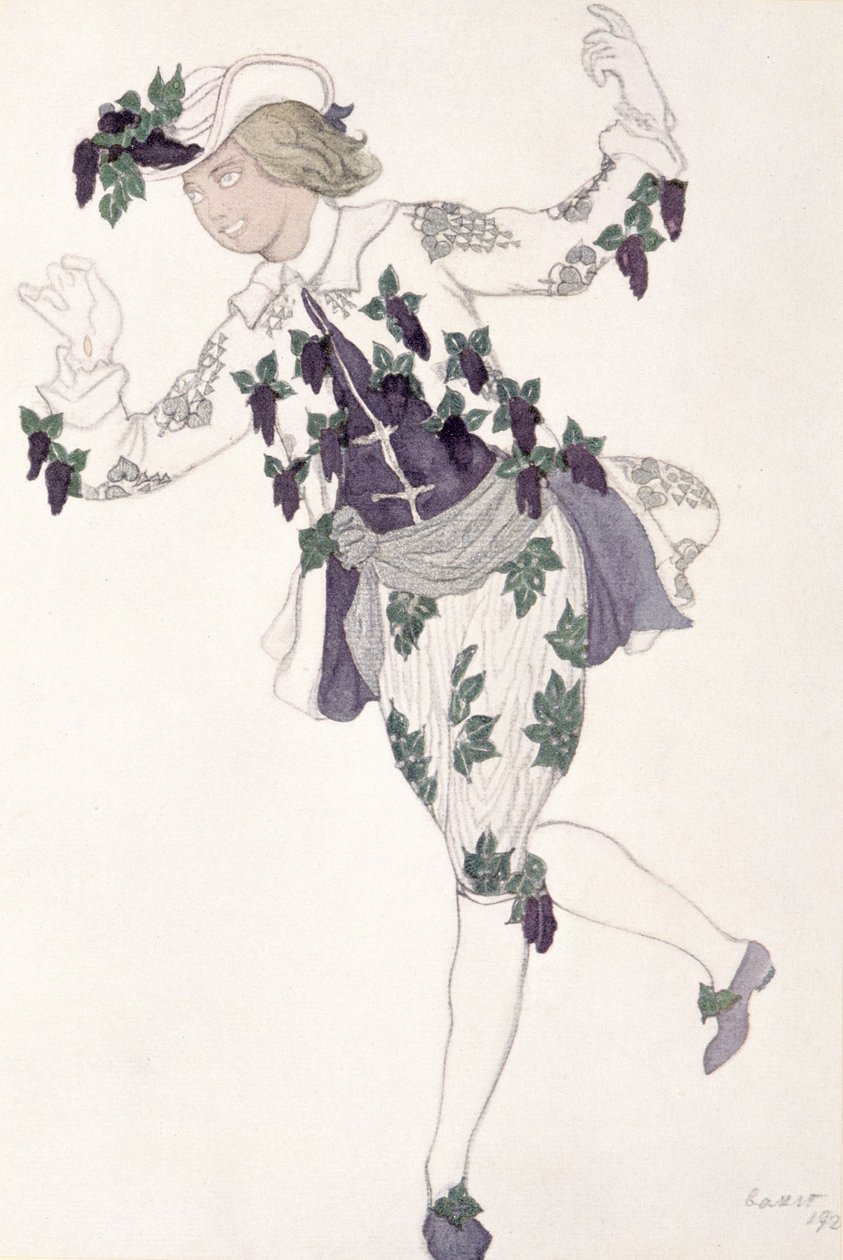 Costume design for the Pageboy of the Fairy Lilac, from Sleeping Beauty by Leon Bakst