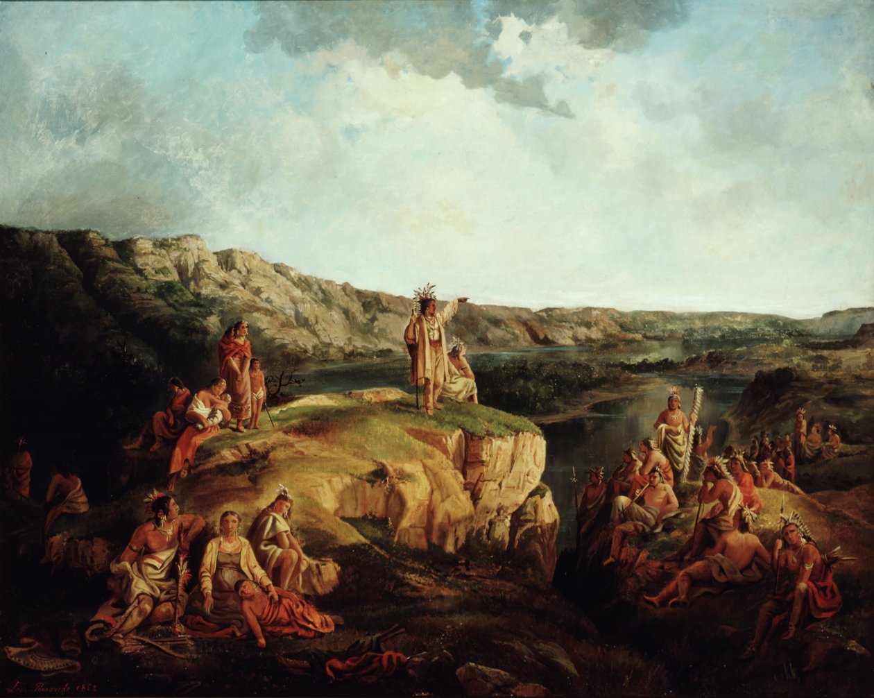 Western Landscape with Indians by Leon Pomarede