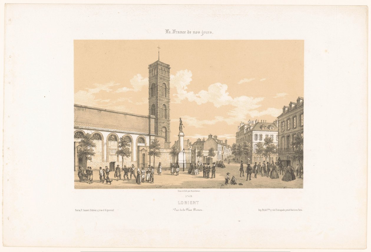 View of the Place Bisson in Lorient (Contemporary France) by Leon Auguste Asselineau