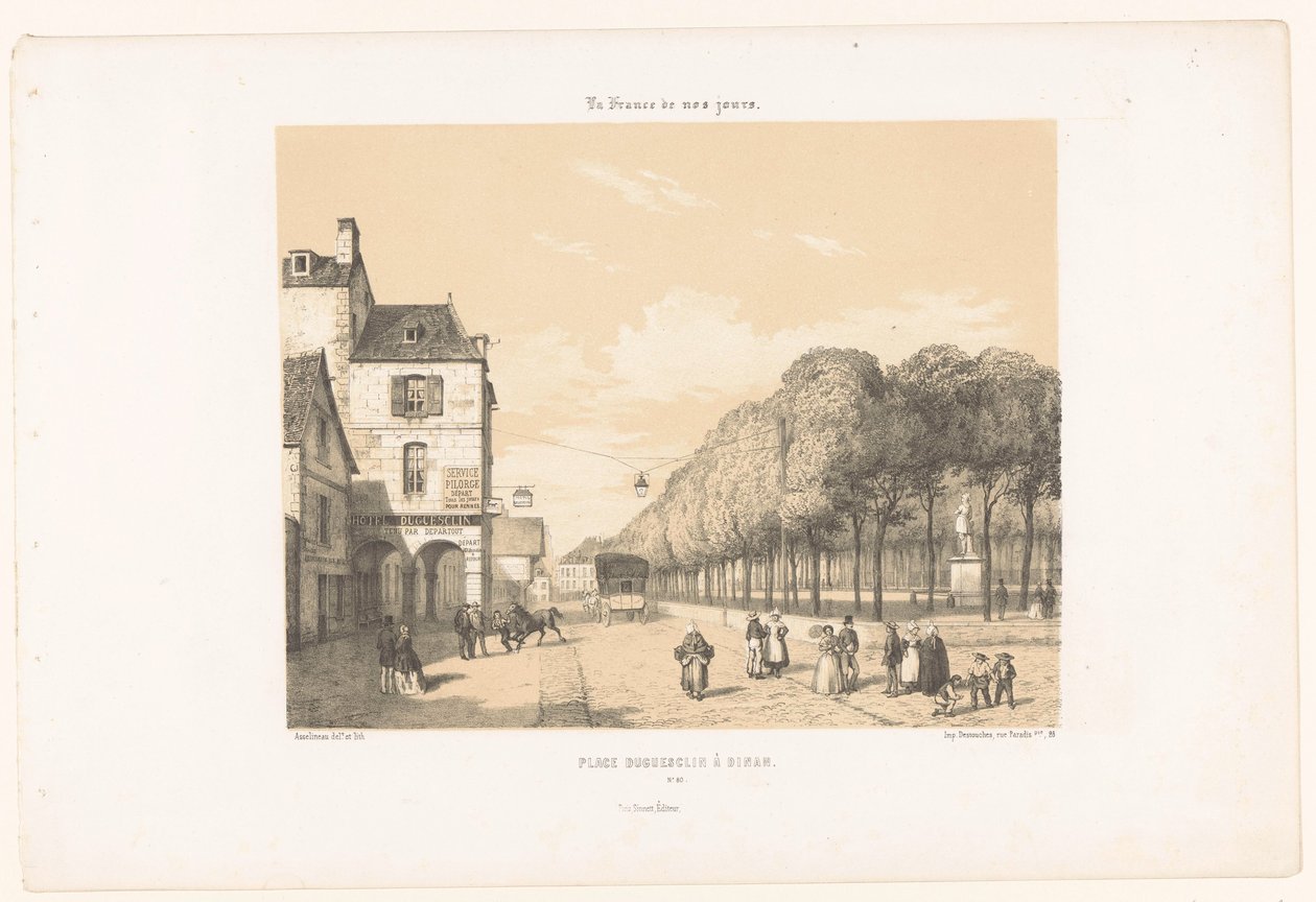 View of the Place Du Guesclin in Dinan by Leon Auguste Asselineau