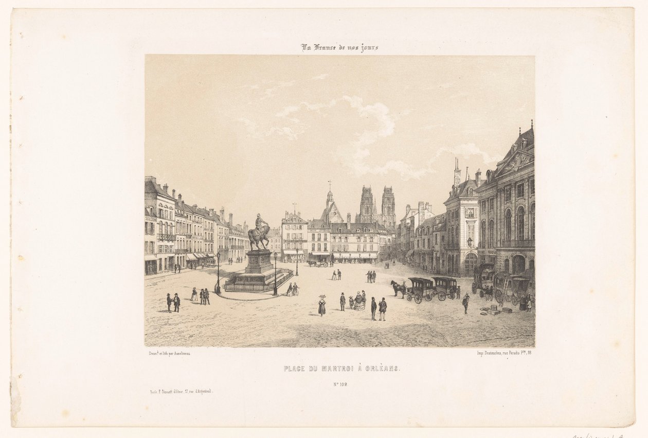 View of Place du Martroi in Orléans (Contemporary France) by Leon Auguste Asselineau