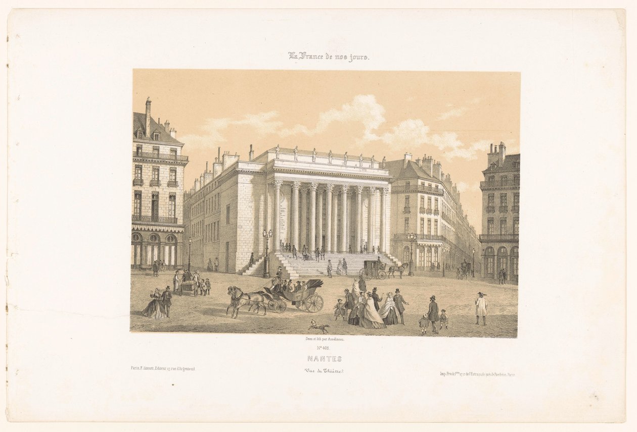 View of the Théâtre Graslin in Nantes (Contemporary France) by Leon Auguste Asselineau