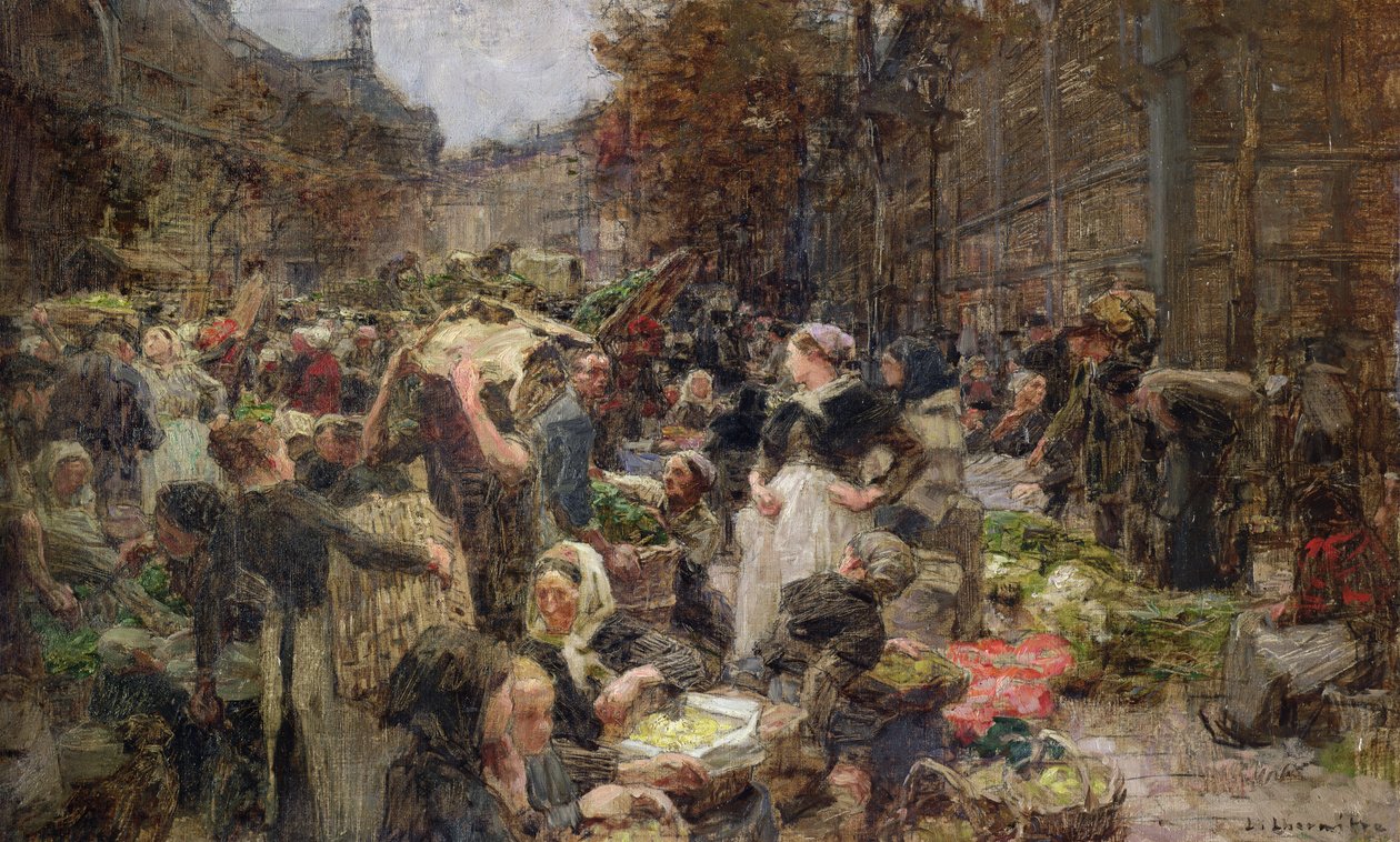 Les Halles, Study for a Painting for the Salon des Lettres at the Hotel de Ville, Paris, Commissioned in 1889 by Leon Augustin Lhermitte