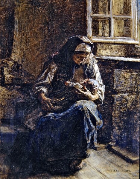 Mother Nursing Her Child by Leon Augustin Lhermitte