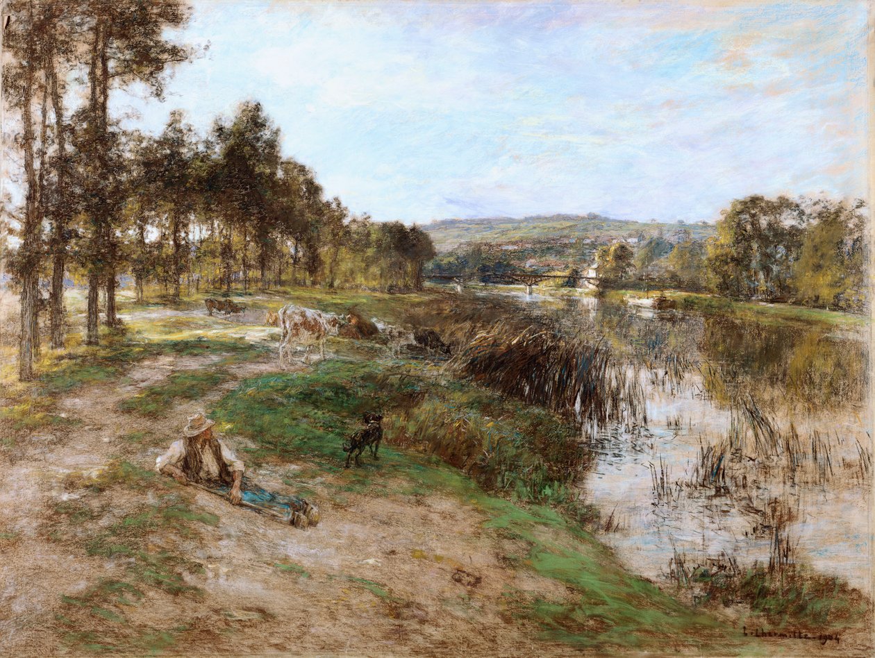 On the Banks of the Marne by Leon-Augustin Lhermitte