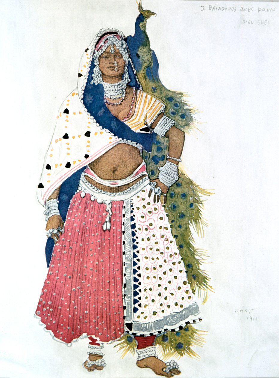 Bayadere with Peacock, ballet costume design, 1911 by Leon Bakst