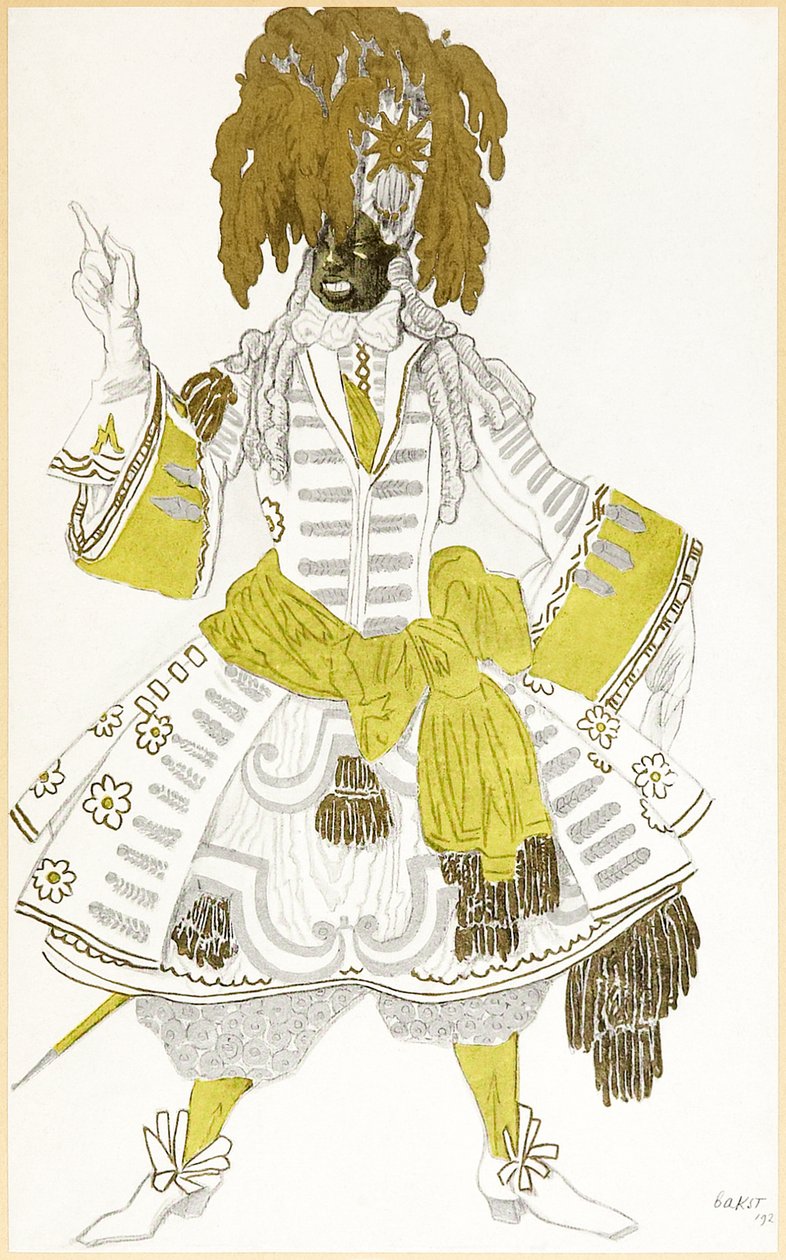 Black guard costume design from ‘The Designs of Léon Bakst for The Sleeping Princess’ by Leon Bakst
