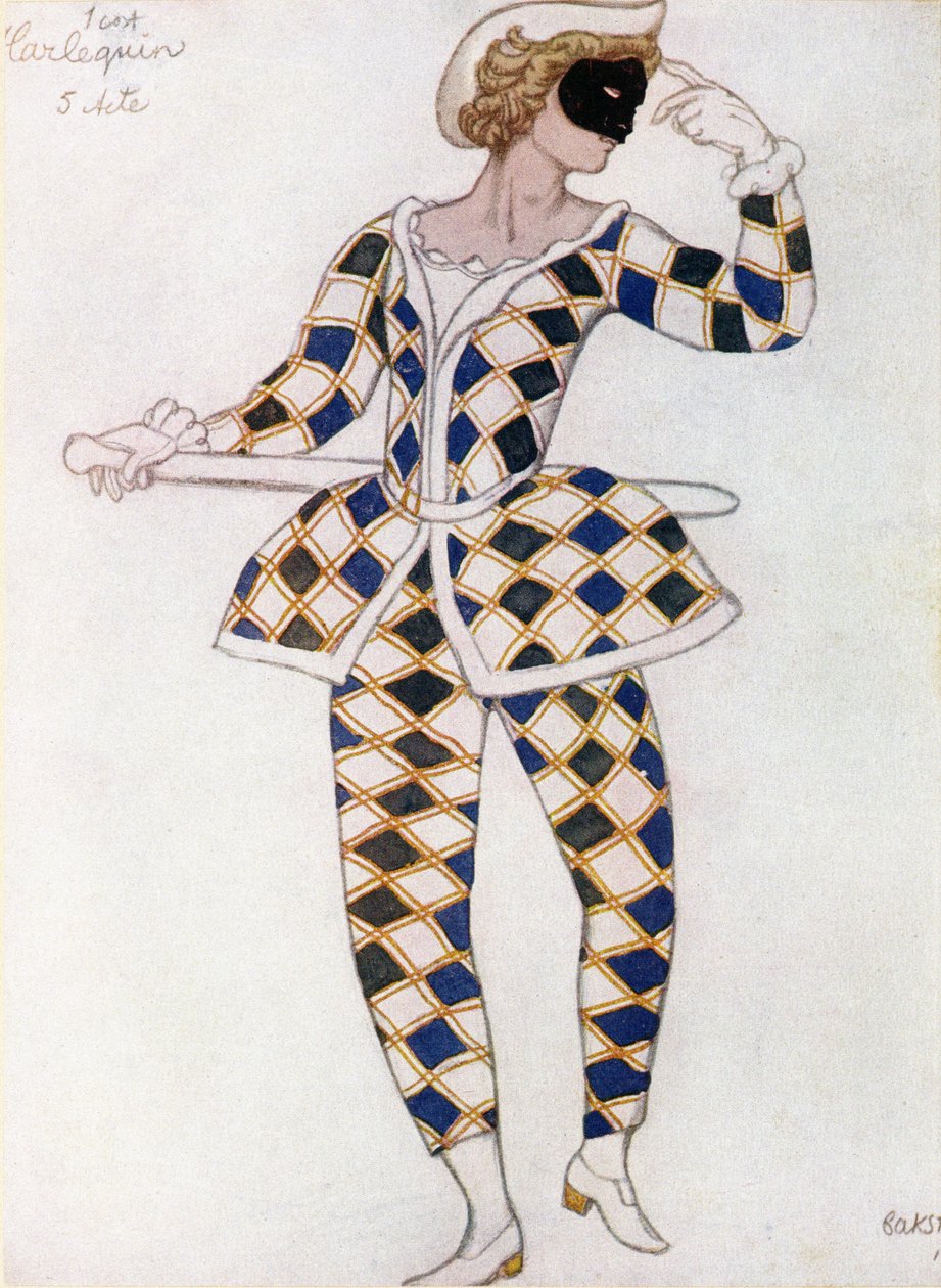 Costume design for Harlequin, from Sleeping Beauty by Leon Bakst