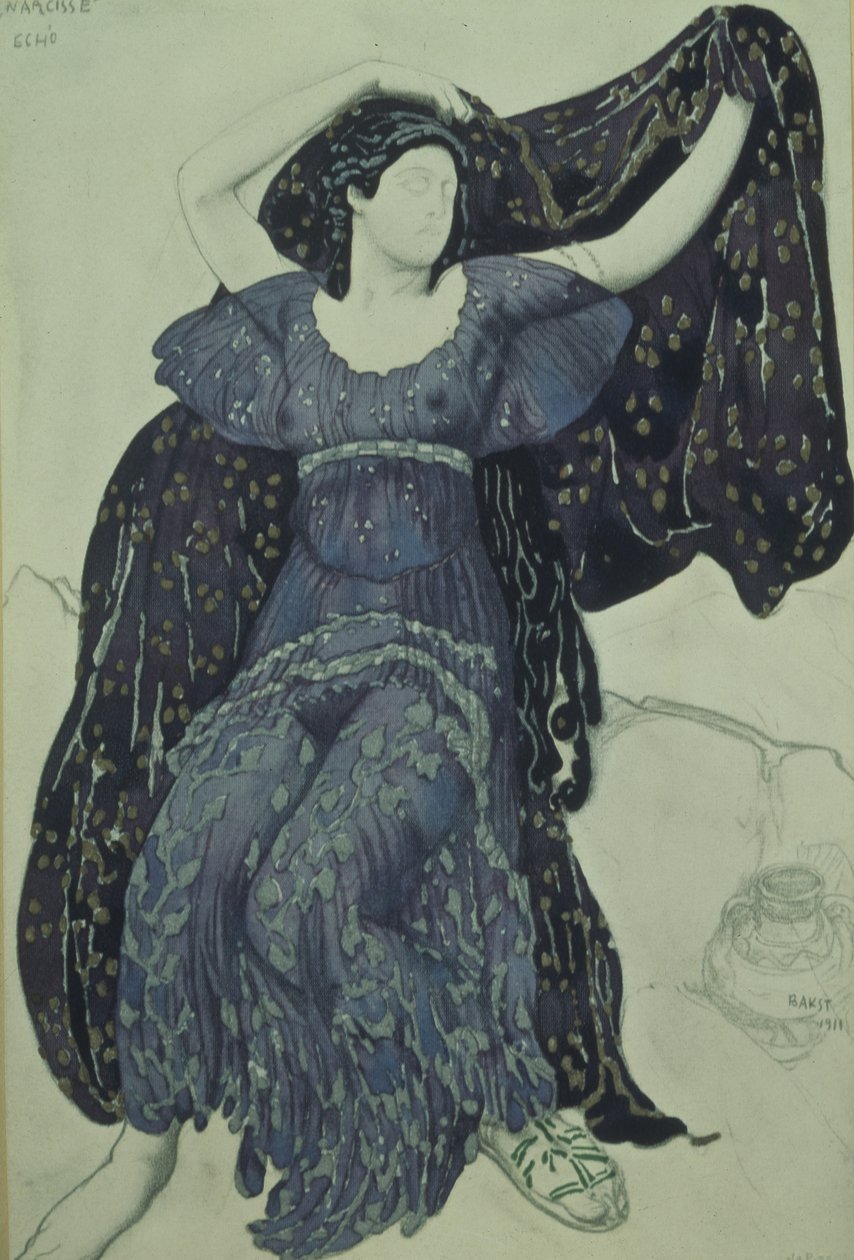 Nymph Echo. Costume design for the ballet Narcisse by N. Tcherepnin, 1911 by Leon Bakst