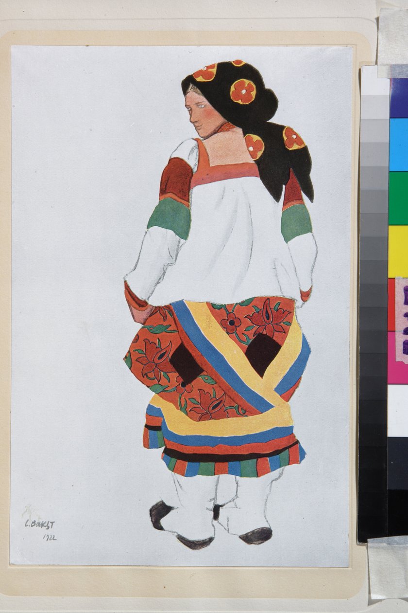 Peasant Woman, Costume Design for the Vaudeville Old Moscow by Leon Bakst