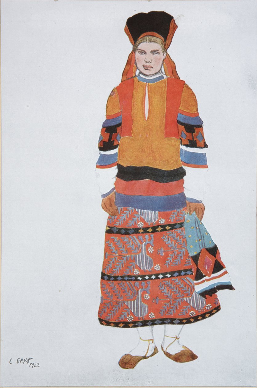 Peasant woman. Costume design for the Vaudeville Old Moscow at the Théâtre Femina in Paris by Leon Bakst