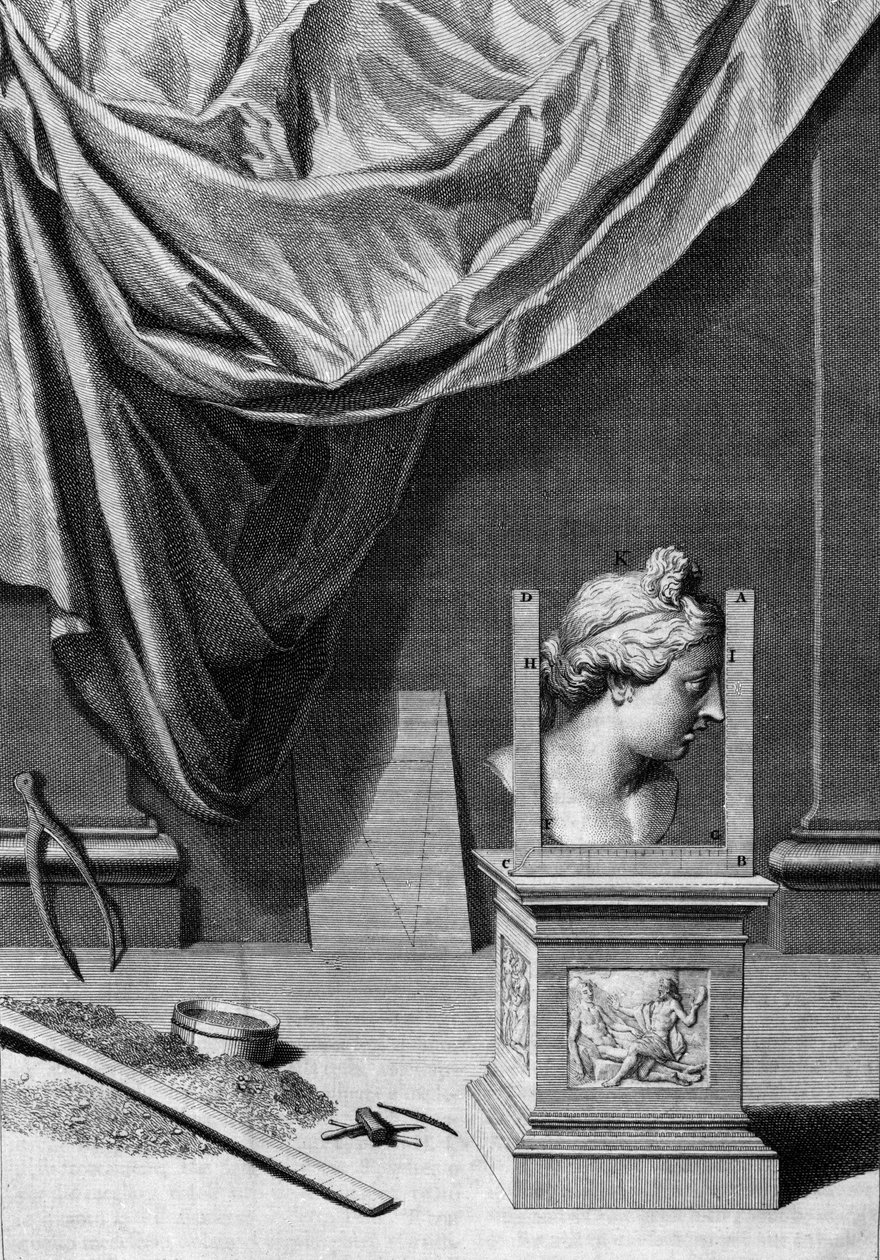 Treats on Architecture, a Bust of a Classical Statue and Architectural Tools: Board from 