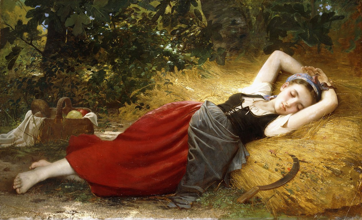 A Young Peasant Girl, Sleeping, 1874 by Leon Bazile Perrault