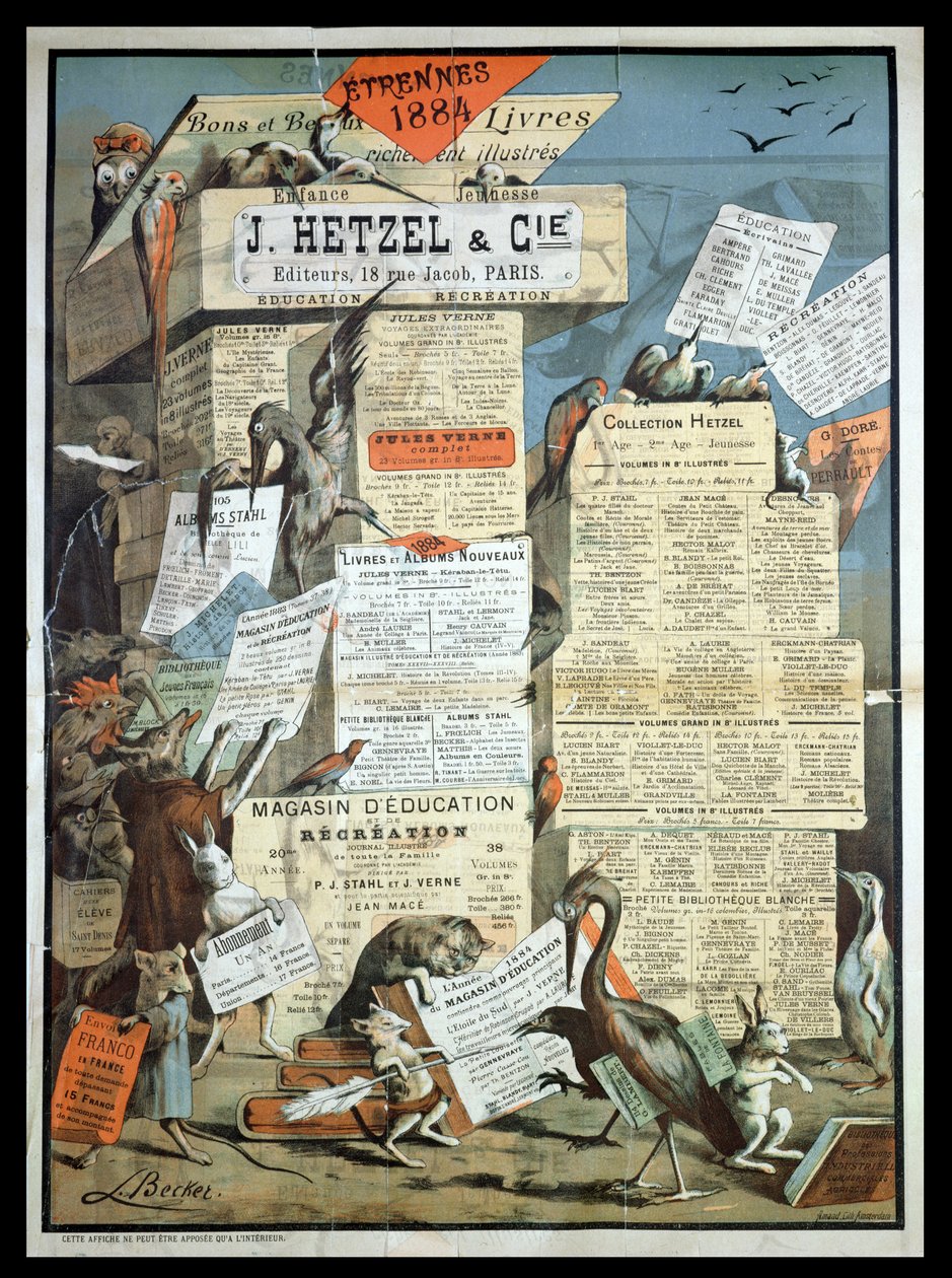 Advertisement for the publishing house Hetzel from Le Monde Illustre, December 1883 by Leon Becker