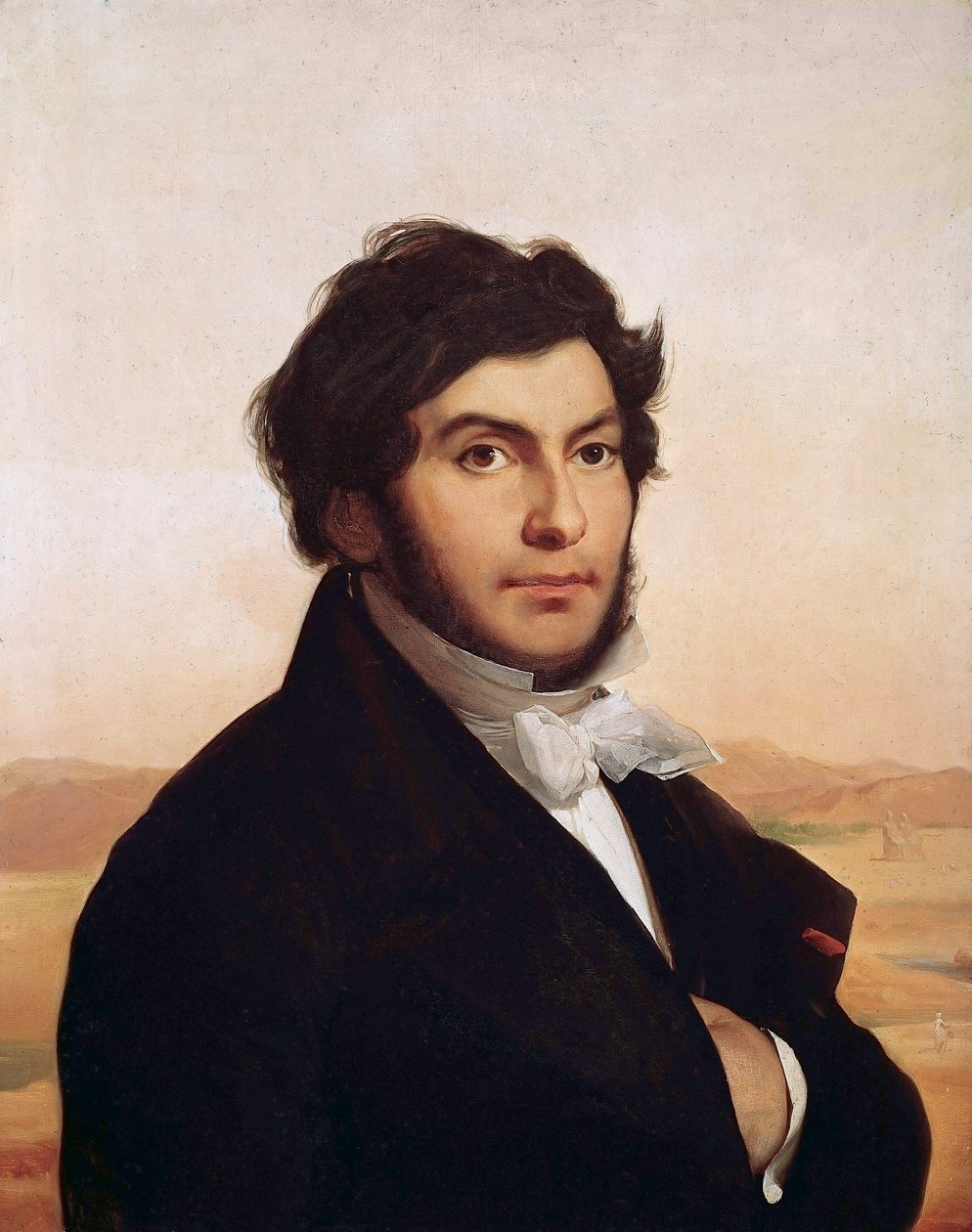 Portrait of Jean-Francois Champollion, French egyptologist, decipherer of hieroglyphs. Painting by Leon Cogniet. Louvre Museum by Léon Cogniet