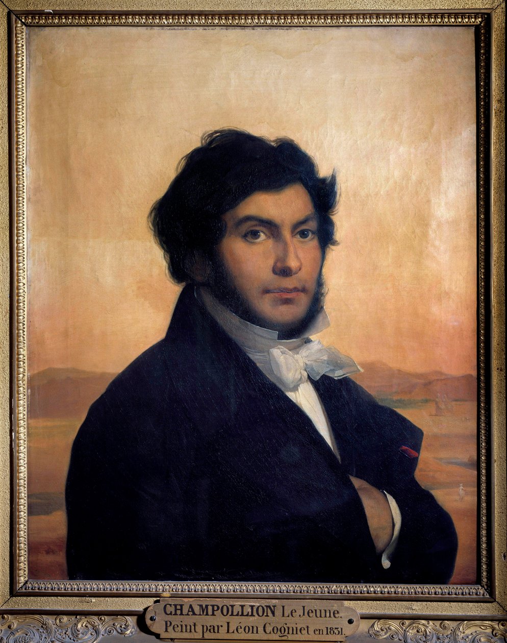 Portrait of Jean-Francois Champollion (1790-1832), French egyptologist, decipherer of hieroglyphs. Painting by Leon by Léon Cogniet