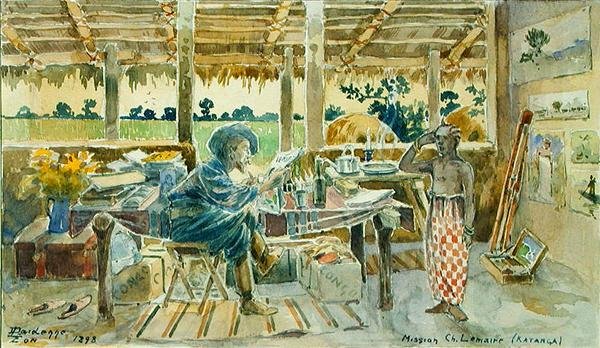 The Artist in His Studio at Chilomba, Katanga by Leon Dardenne