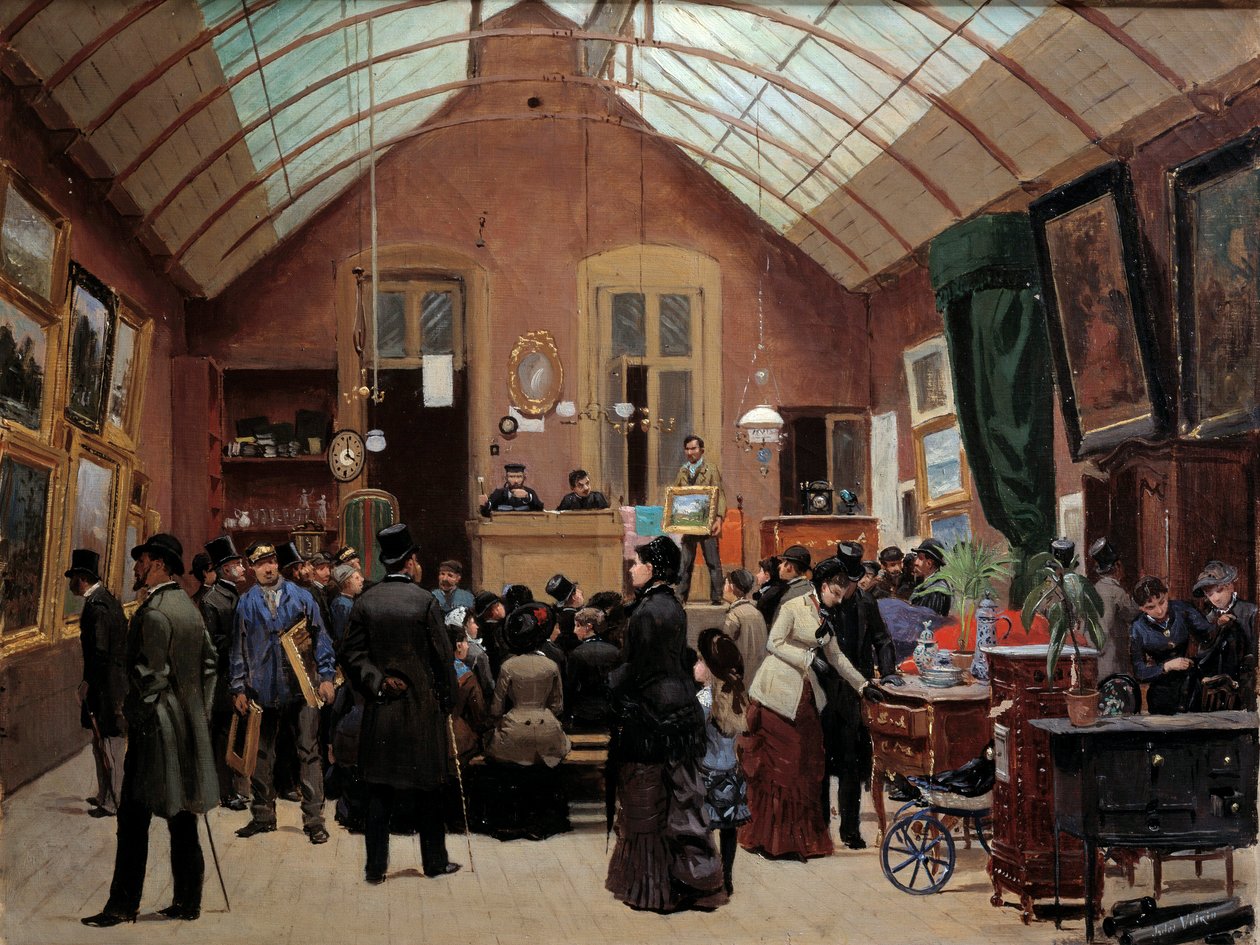A sales room in the 19th century by Leon Joseph Voirin
