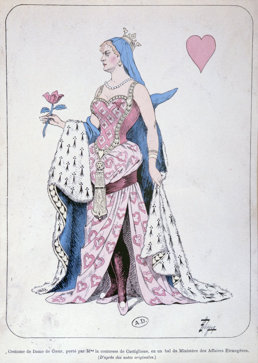 La Castiglione Dressed as the Queen of Hearts for a Ball at the Foreign Ministry in Paris by Leon Lebegue