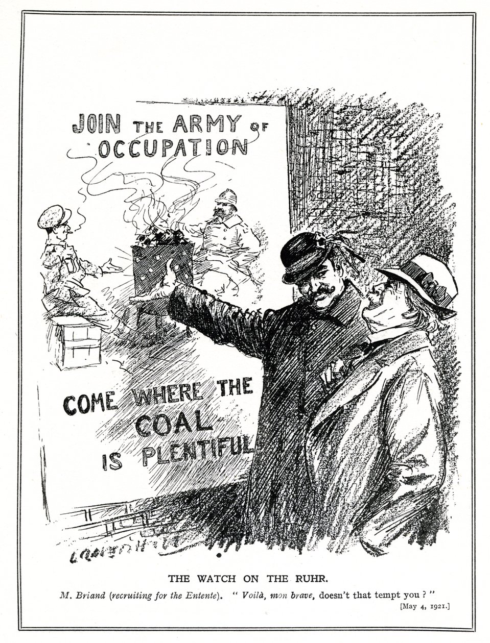 Aristide Briand Tempts Lloyd George with the Coal Mines of the Ruhr, Germany, May, 1921 by Leonard Raven Hill
