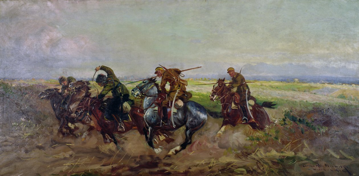 Polish Lancers Attacking Russians, 1920 by Leonard Winterowski