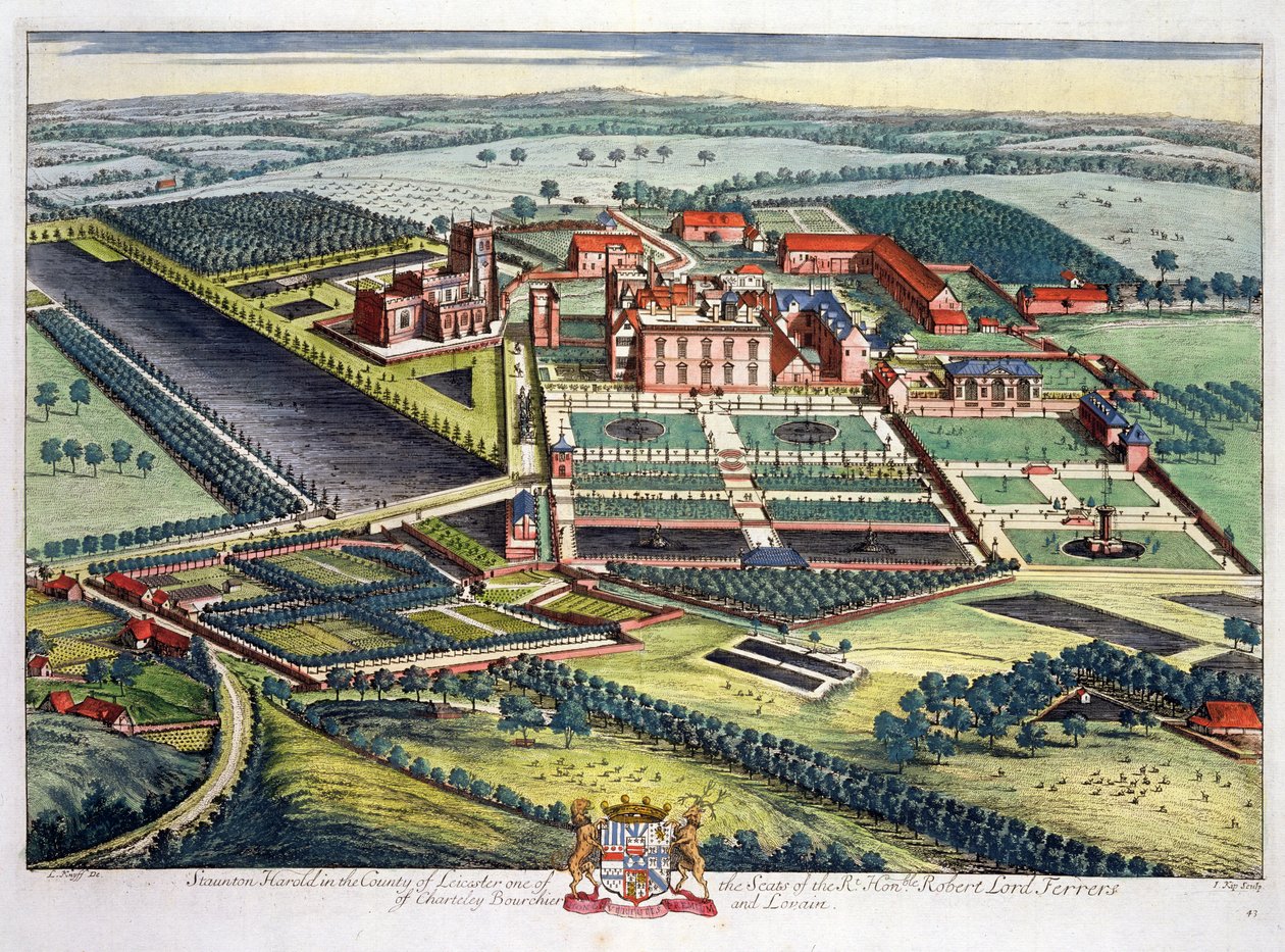 Staunton Harold in the county of Leicester engraved by Johannes Kip by Leonard Knyff