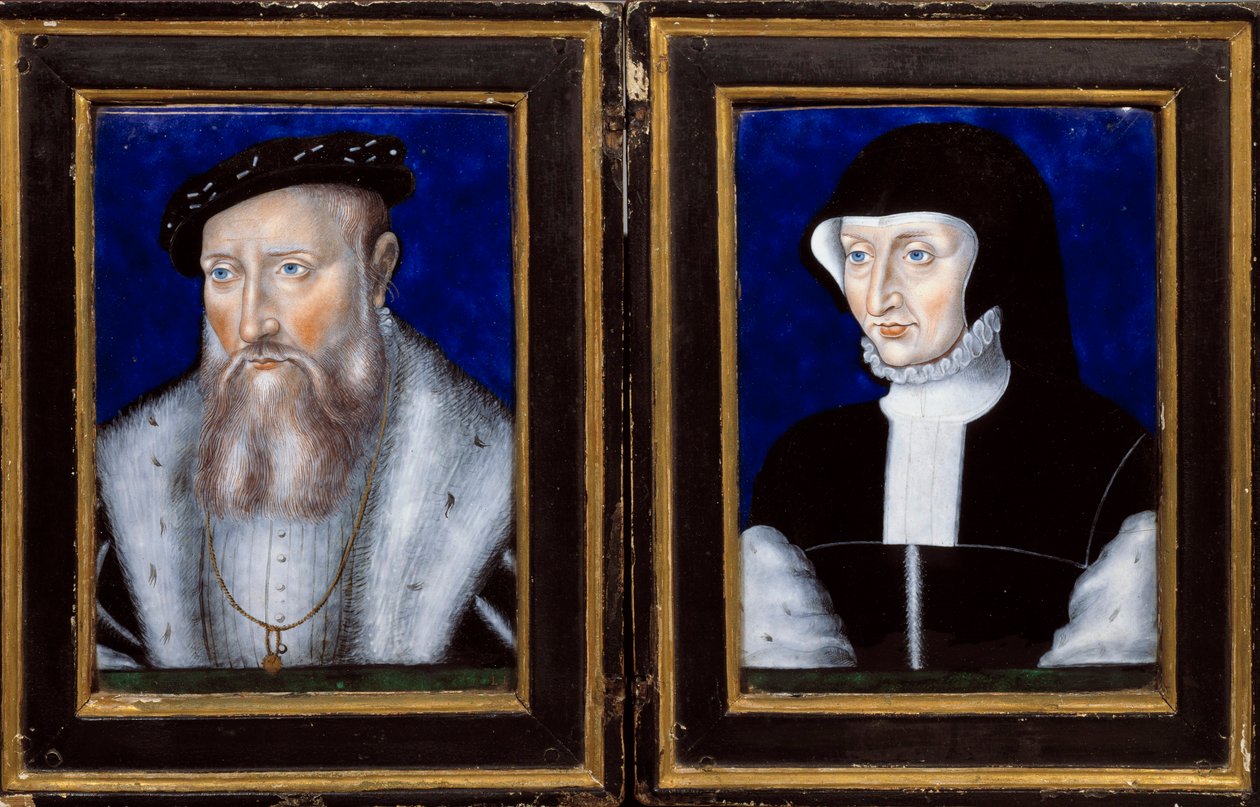 Portrait of Claude de Lorraine, Duke of Guise and Antoinette of Bourbon Vendome by Leonard Limosin