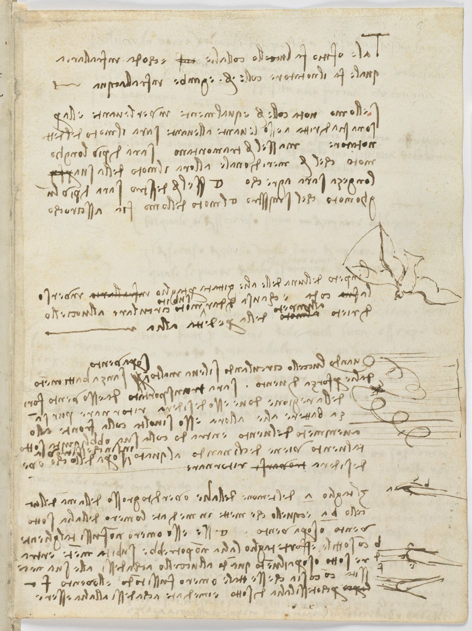 Birds Flight Code, Sheet 10 Recto by Leonardo da Vinci