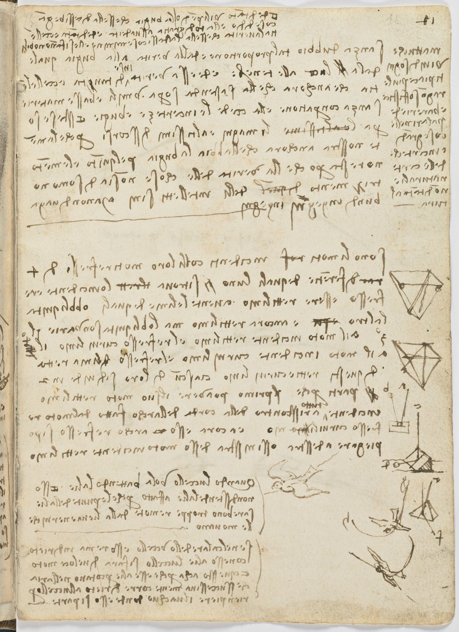 Birds Flight Code, Sheet 11 Recto by Leonardo da Vinci
