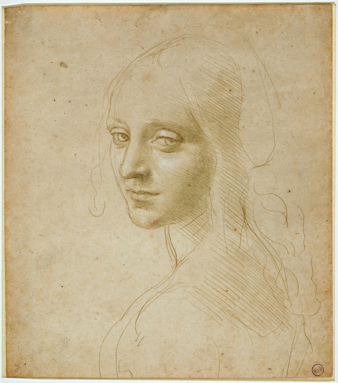 Bust of a maiden, study for the “Virgin of the Rocks”, c. 1483-1485 by Leonardo da Vinci