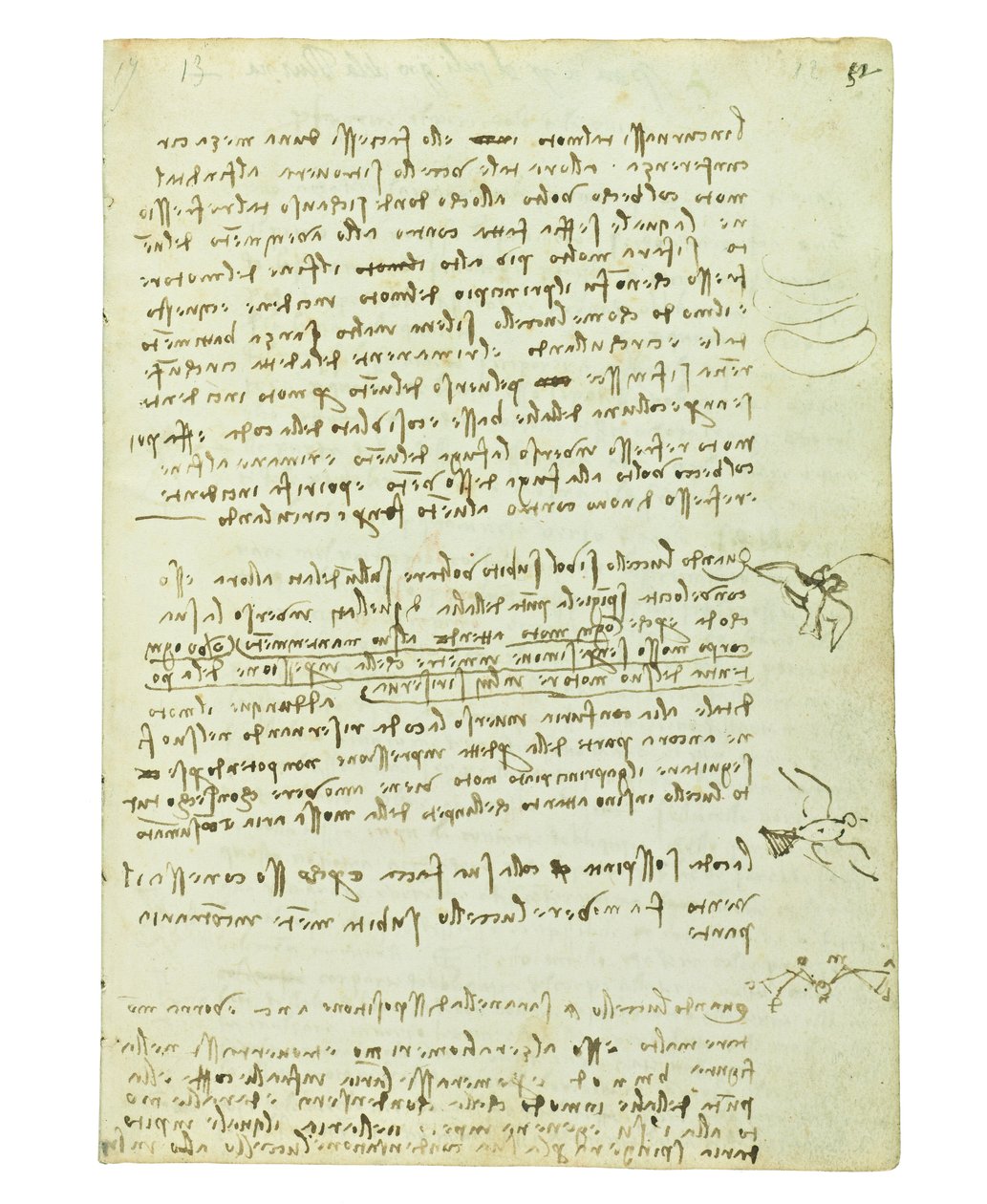 Codex on the Flight of Birds, Folio 12 Recto by Leonardo da Vinci