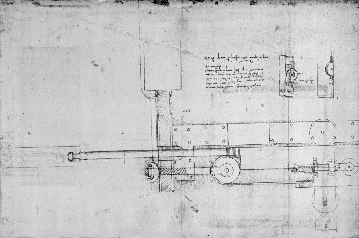 Diagram of a Mechanical Bolt by Leonardo da Vinci
