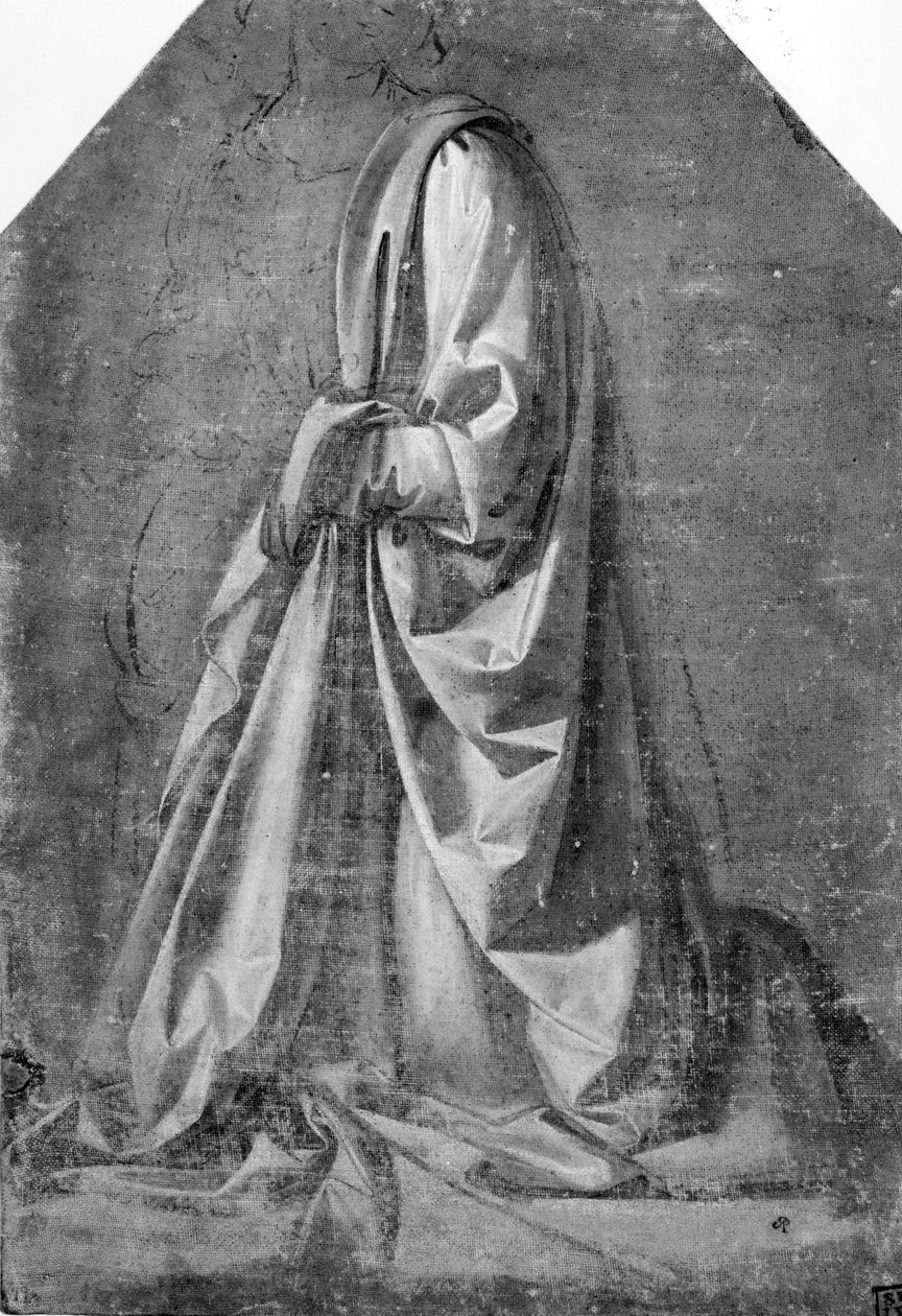 Drapery Study for a Kneeling Figure Seen in Three-Quarter Profile to the Left by Leonardo da Vinci
