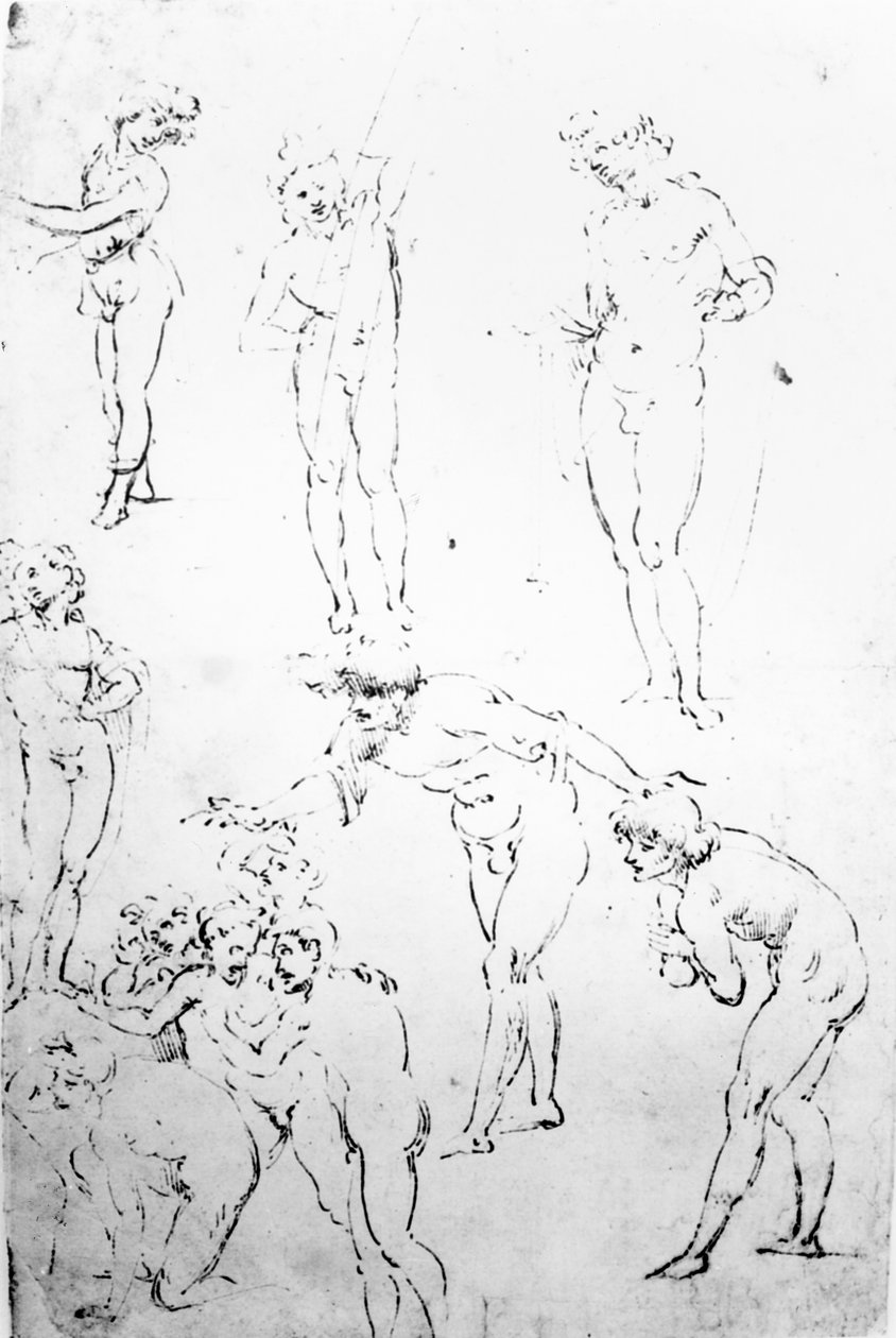 Figural Studies for the Adoration of the Magi, c.1481 by Leonardo da Vinci