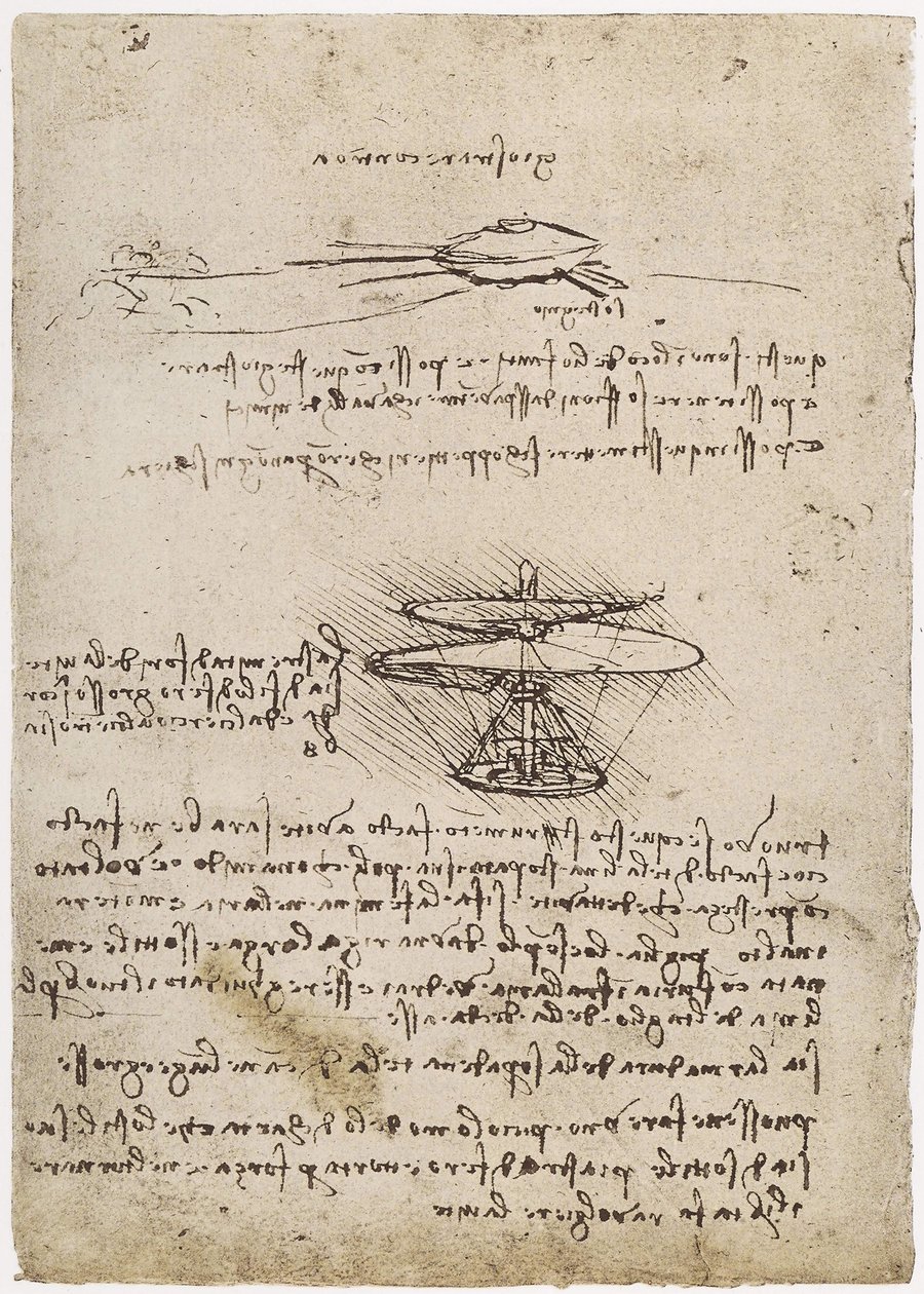 Studies of an Air Screw, 1488-90 by Leonardo da Vinci