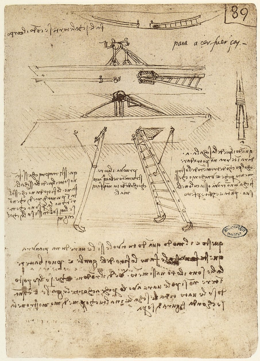 Take-off and Landing Gear for a Flying Machine, 1487-90 by Leonardo da Vinci