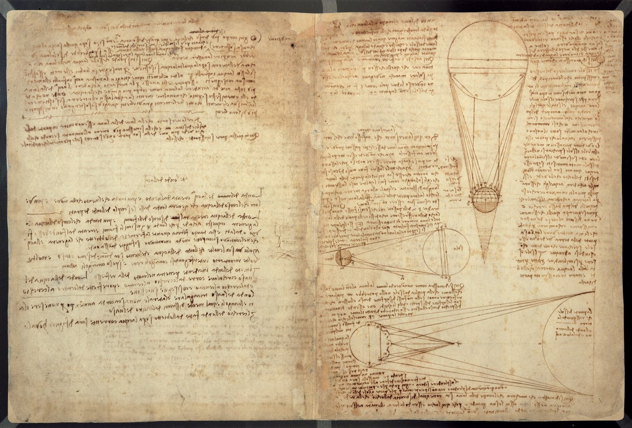Studies of the Illumination of the Moon, A page from the Codex Leicester by Leonardo da Vinci