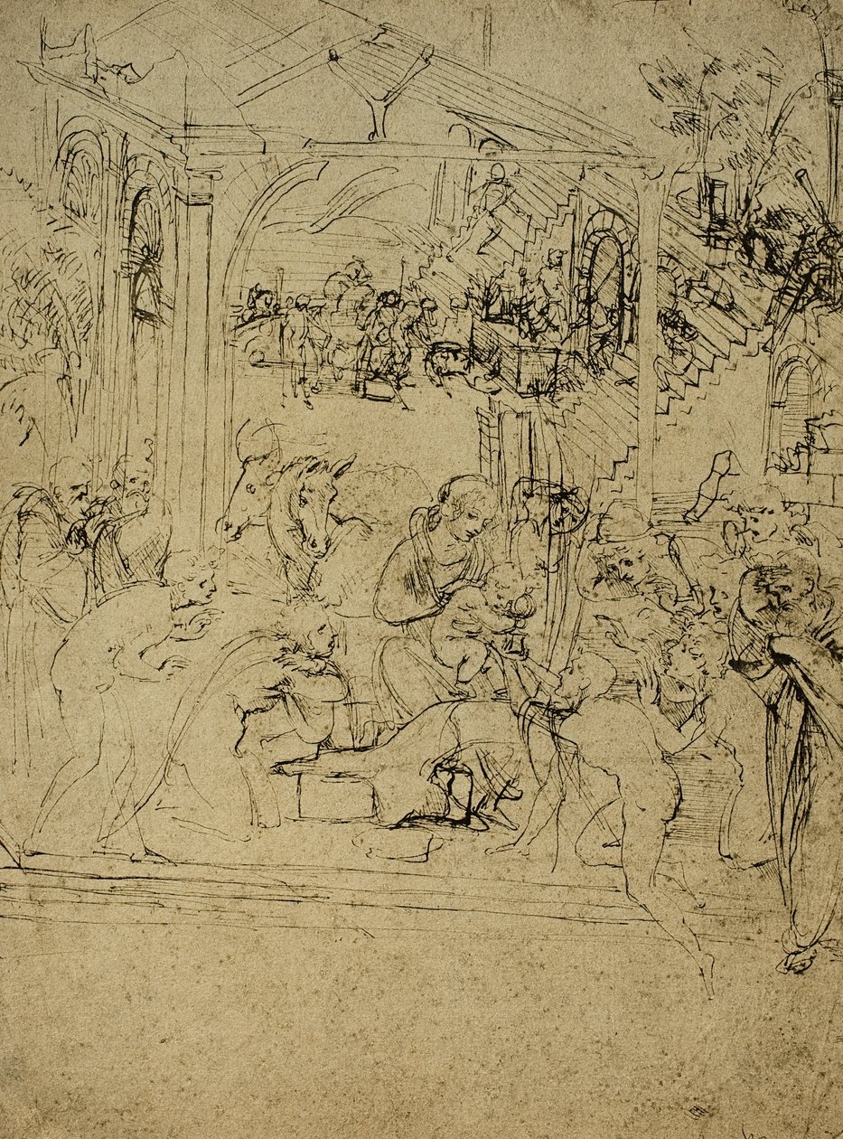 Study for the Adoration of the Magi by Leonardo da Vinci