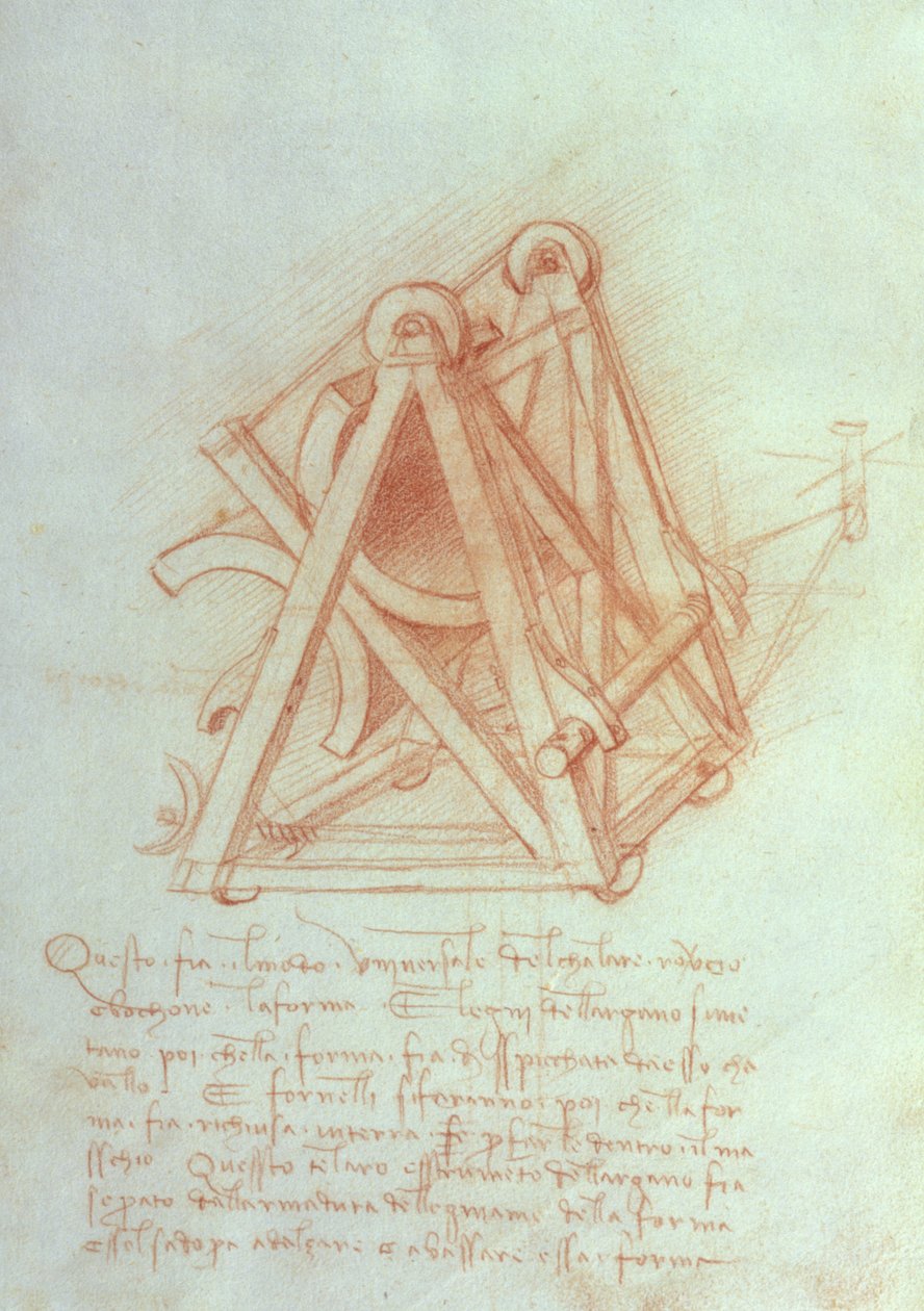 Study of the Wooden Framework with Casting Mould for the Sforza Horse, fol. 154v from the Codex Madrid II by Leonardo da Vinci
