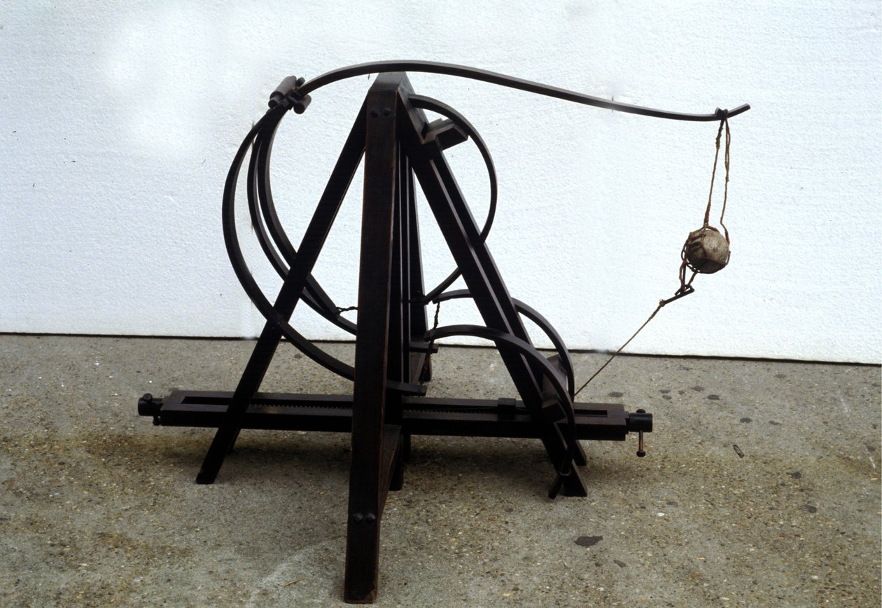 A catapult. Model from the drawing of Leonardo da Vinci. Museum of Science and Technology, Milan. by Leonardo da (after) Vinci