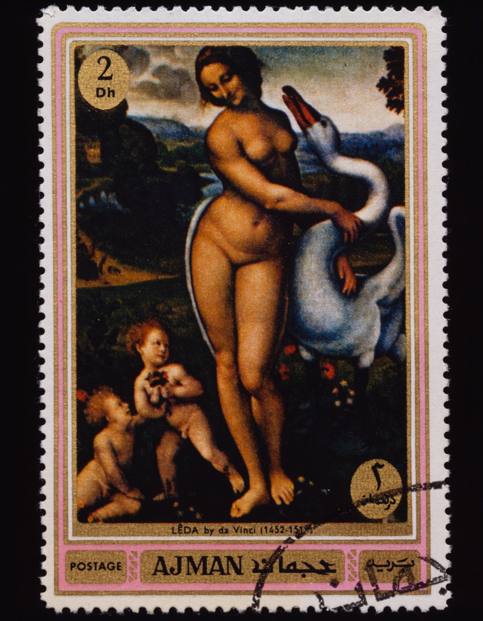 Postage Stamp Famous Paintings (Nudes) Series by Leonardo da (after) Vinci