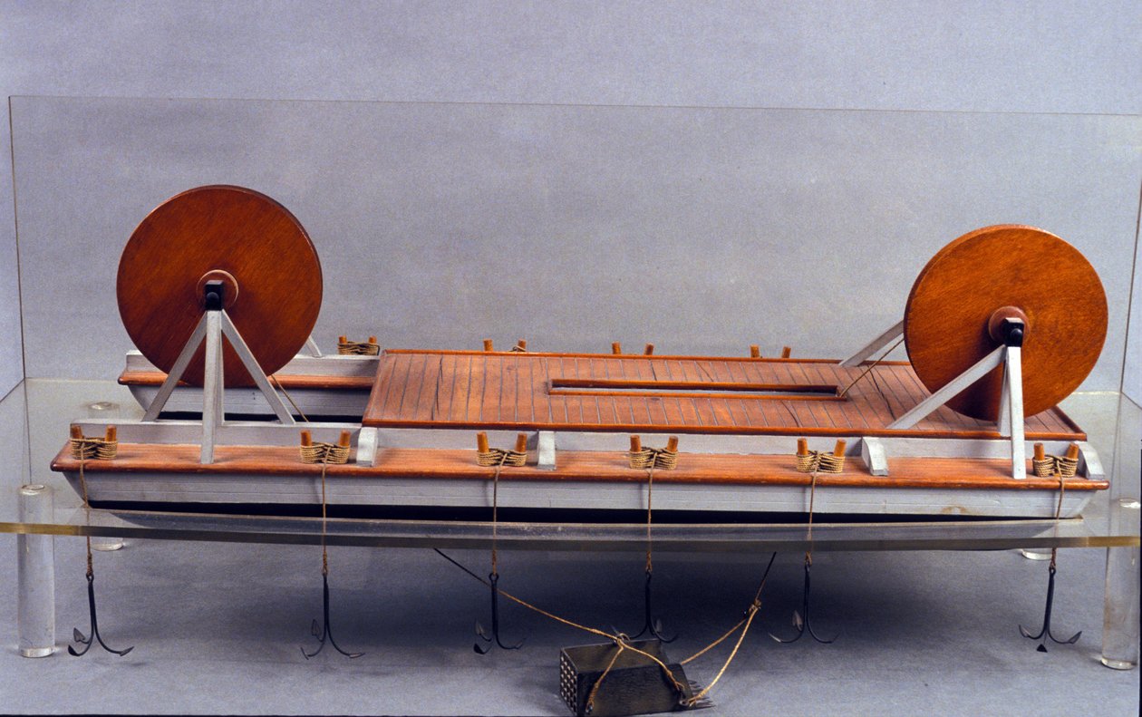 River dredge, model of Leonardo da Vinci (1452-1519). Museum of Science and Technology, Milan by Leonardo da (after) Vinci