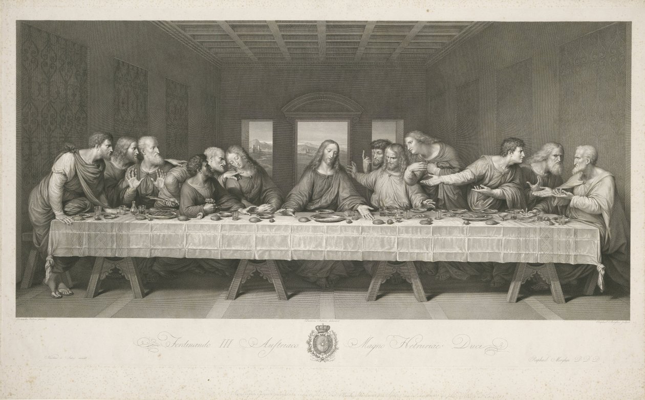 The Last Supper (engraving) by Leonardo da (after) Vinci