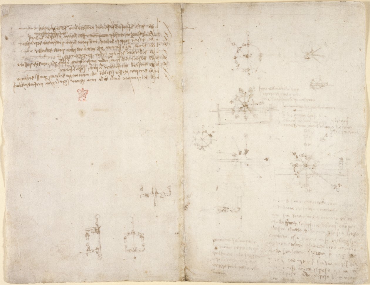 Drawings on the mechanical powers and forces, percussion, gravity, motion, optics and astronomy, with various arithmetical and geometrical propositions by Leonardo da Vinci