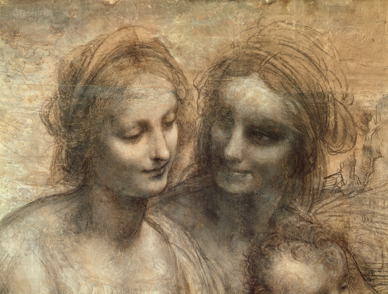 Heads of the Virgin and St. Anne (detail) by Leonardo da Vinci