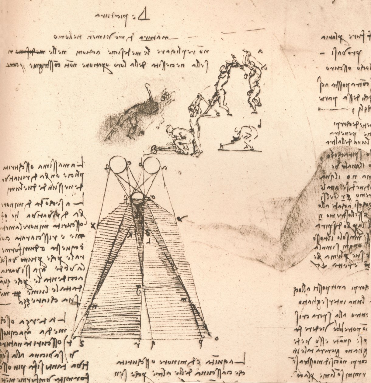 Diagram Illustrating the Theory of Light and Shade and Sketches of Figures, c1472-c1519 1883 by Leonardo da Vinci