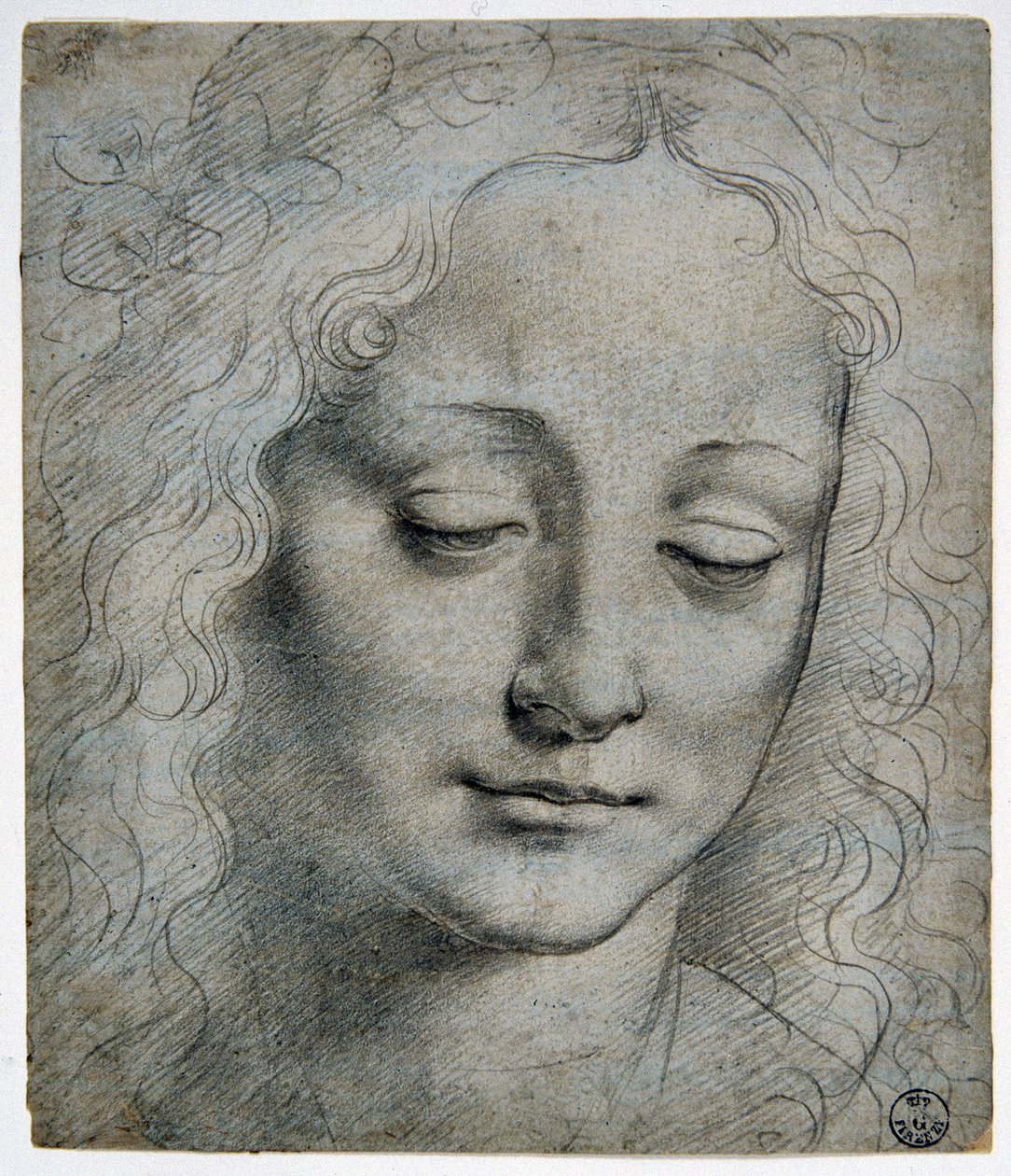 Head of a boy with a crown of leaves in the way of Verrocchio by Leonardo da Vinci