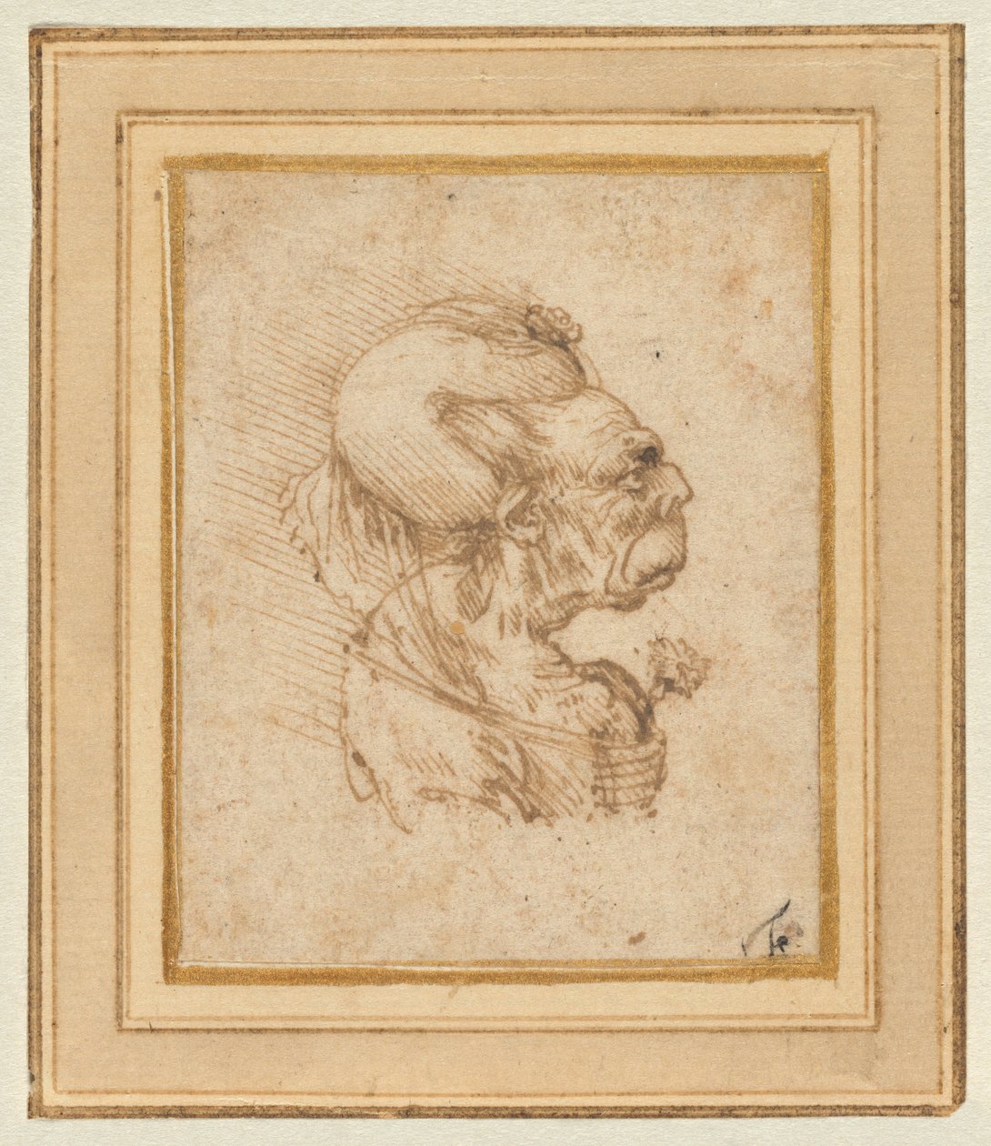 Grotesque Head of an Old Woman by Leonardo da Vinci